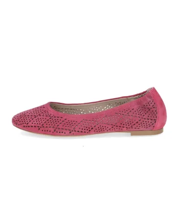 Balerini de piele cu design perforat, Roz