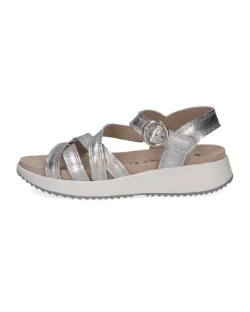 Sandale de piele cu barete multiple, Argintiu