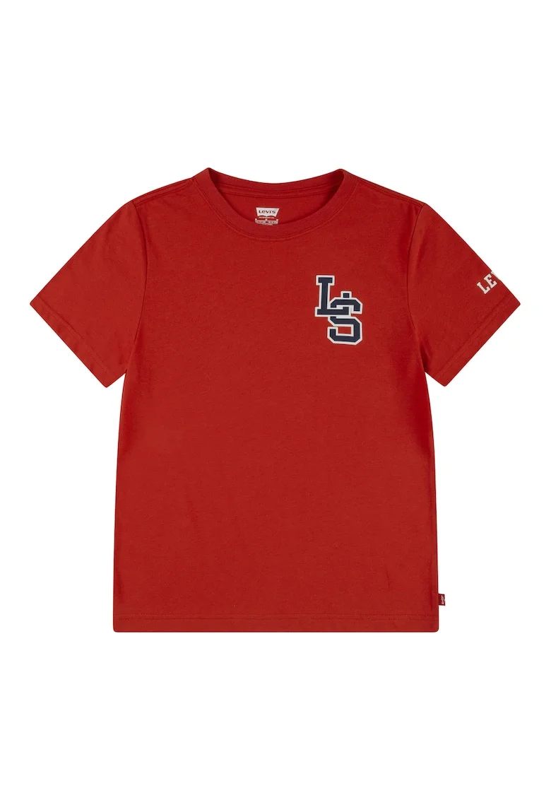 Tricou de bumbac organic cu logo, Rosu/Negru stins/Alb optic