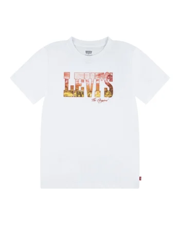 Tricou cu decolteu la baza gatului si imprimeu logo, Alb/Rosu stins/Galben mustar