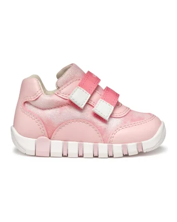 Pantofi sport Iupidoo cu velcro si insertii stralucitoare, Roz somon