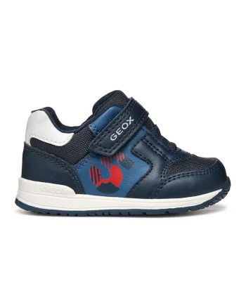 Pantofi sport din piele ecologica cu insertii din material textil, Rosu/Bleumarin