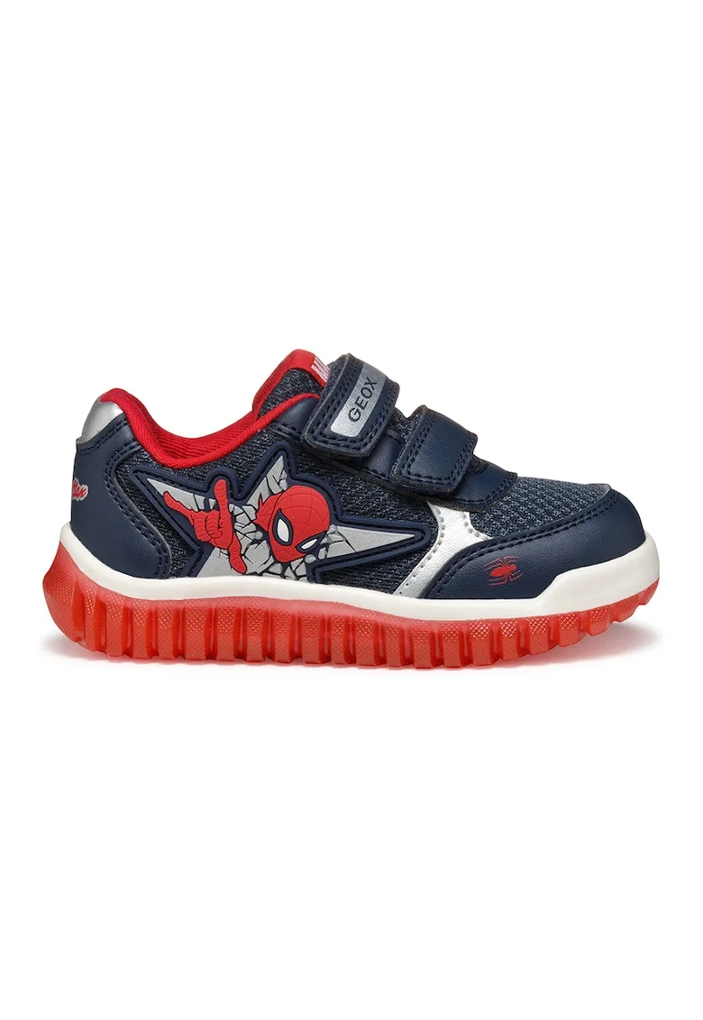 Pantofi sport cu velcro si Spider Man, Rosu/Bleumarin