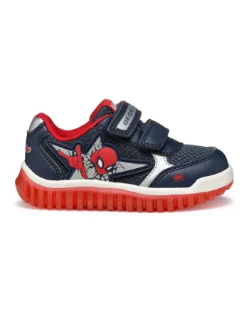 Pantofi sport cu velcro si Spider Man, Rosu/Bleumarin