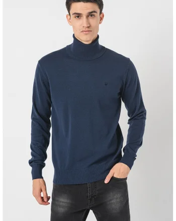 Pulover cu guler inalt, Bleumarin