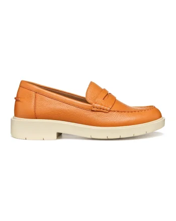 Pantofi loafer uni de piele, Portocaliu