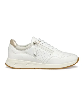 Pantofi sport de piele ecologica cu perforatii, Alb