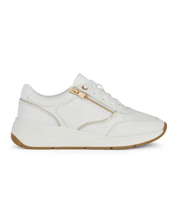 Pantofi sport de piele ecologica si material textil, Alb