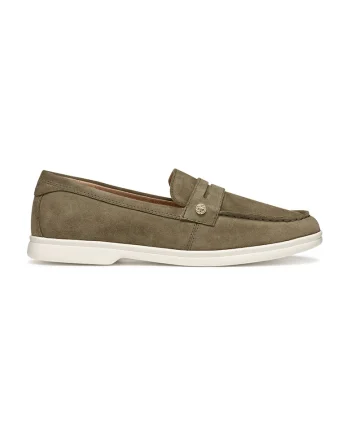 Pantofi loafer din piele intoarsa, Kaki