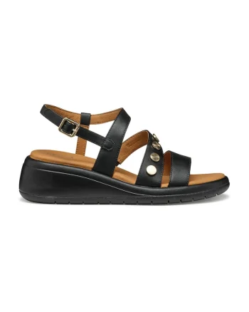 Sandale slingback cu talpa wedge, Negru
