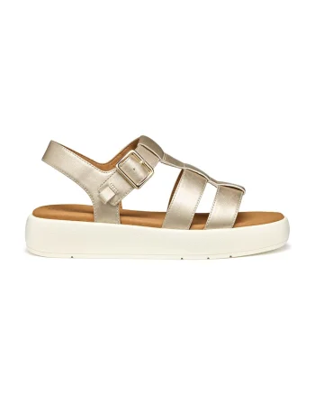 Sandale gladiator joase din piele ecologica cu talpa cu platforma, Auriu