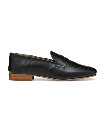 Pantofi loafer din piele cu varf migdalat, Negru