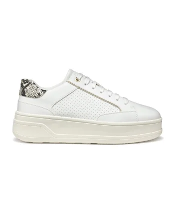 Pantofi sport din piele ecologica cu platforma si model cu perforatii, Alb