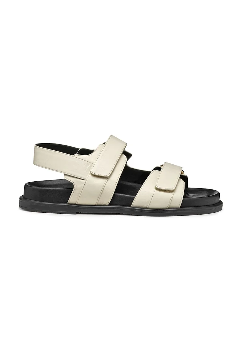Sandale din piele cu inchidere velcro, Maro nisip