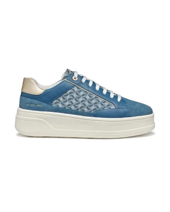 Pantofi sport cu talpa flatform si garnituri din piele intoarsa, Albastru inchis