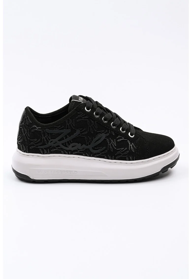 Pantofi sport cu insertie din piele, Negru