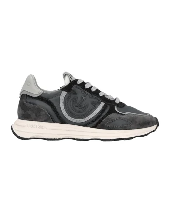 Pantofi sport de piele si piele intoarsa, Negru/Gri deschis/Gri antracit