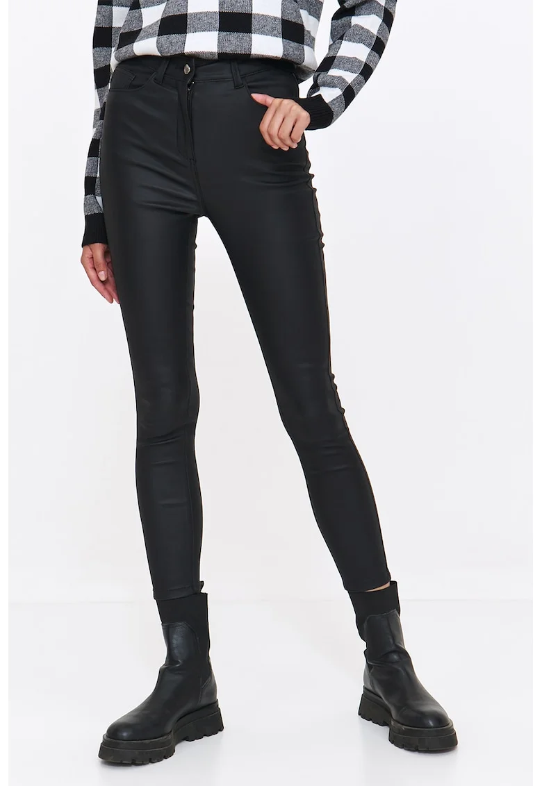 Pantaloni skinny crop cu pelicula, Negru