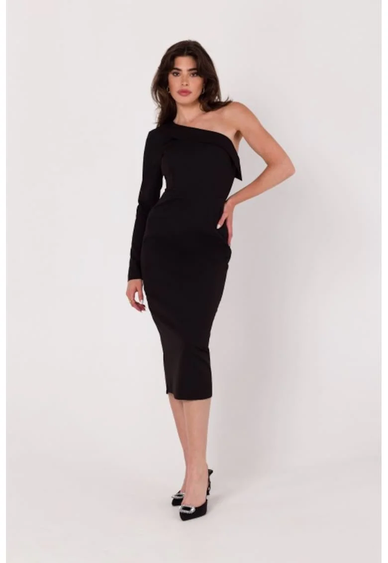 Rochie creion cu un umar,, Negru
