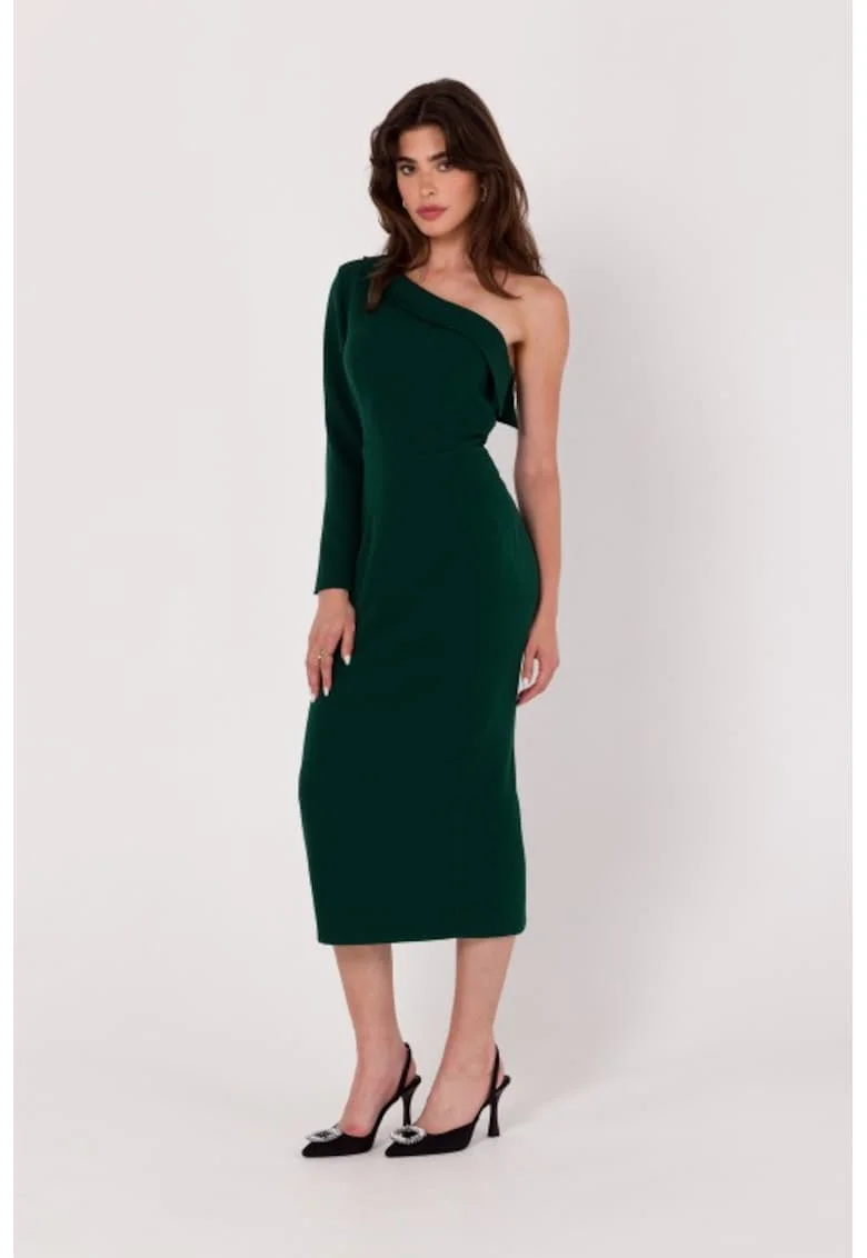 Rochie creion cu un umar,, Verde