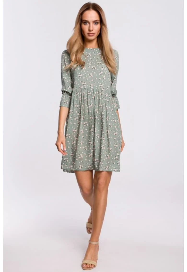 Rochie cu maneca scurta cu volane,, Verde