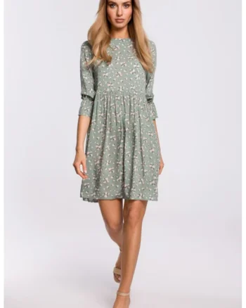 Rochie cu maneca scurta cu volane,, Verde