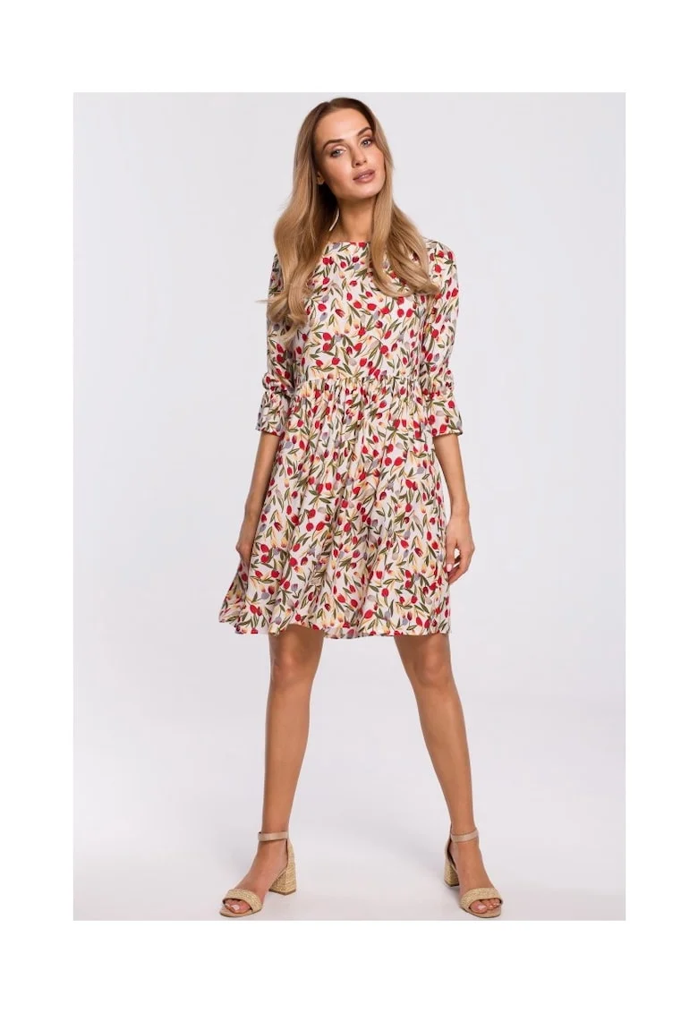 Rochie cu maneca scurta cu volane,, Multicolor