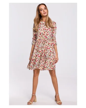 Rochie cu maneca scurta cu volane,, Multicolor