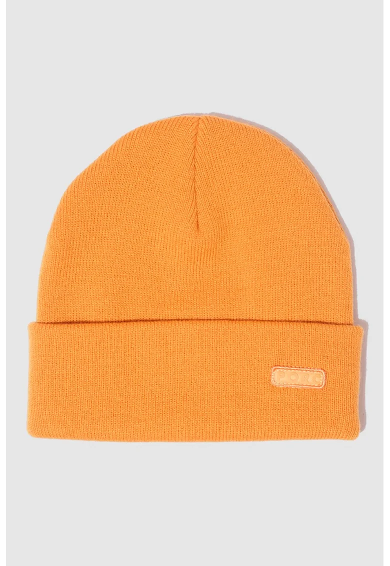 Caciula unisex elastica cu aplicatie logo, Portocaliu
