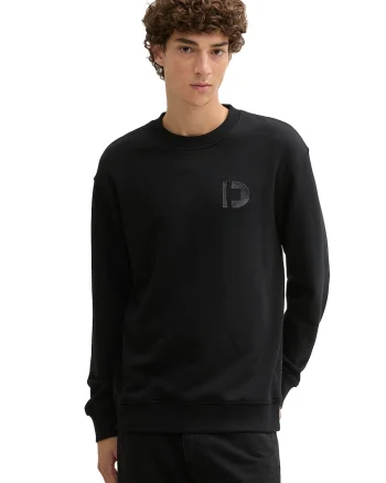 Bluza de trening cu decolteu la baza gatului si maneci cazute, Negru