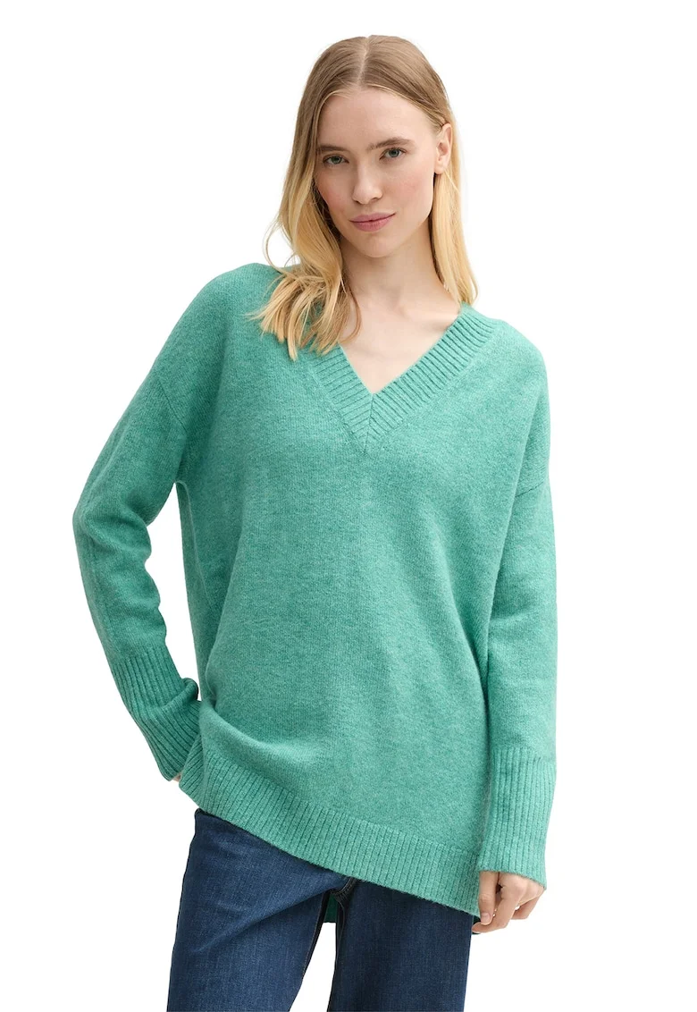Pulover lejer cu maneci cazute, Verde deschis