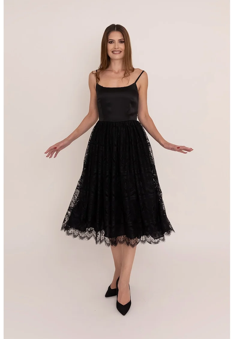 Rochie midi fara maneci Zoe, Negru