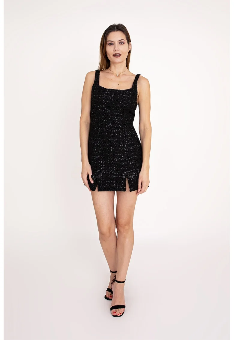 Rochie scurta cu croiala cambrata Nerissa, Negru
