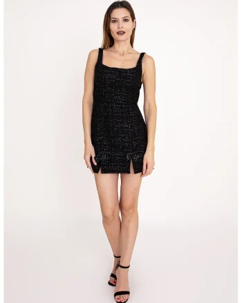 Rochie scurta cu croiala cambrata Nerissa, Negru