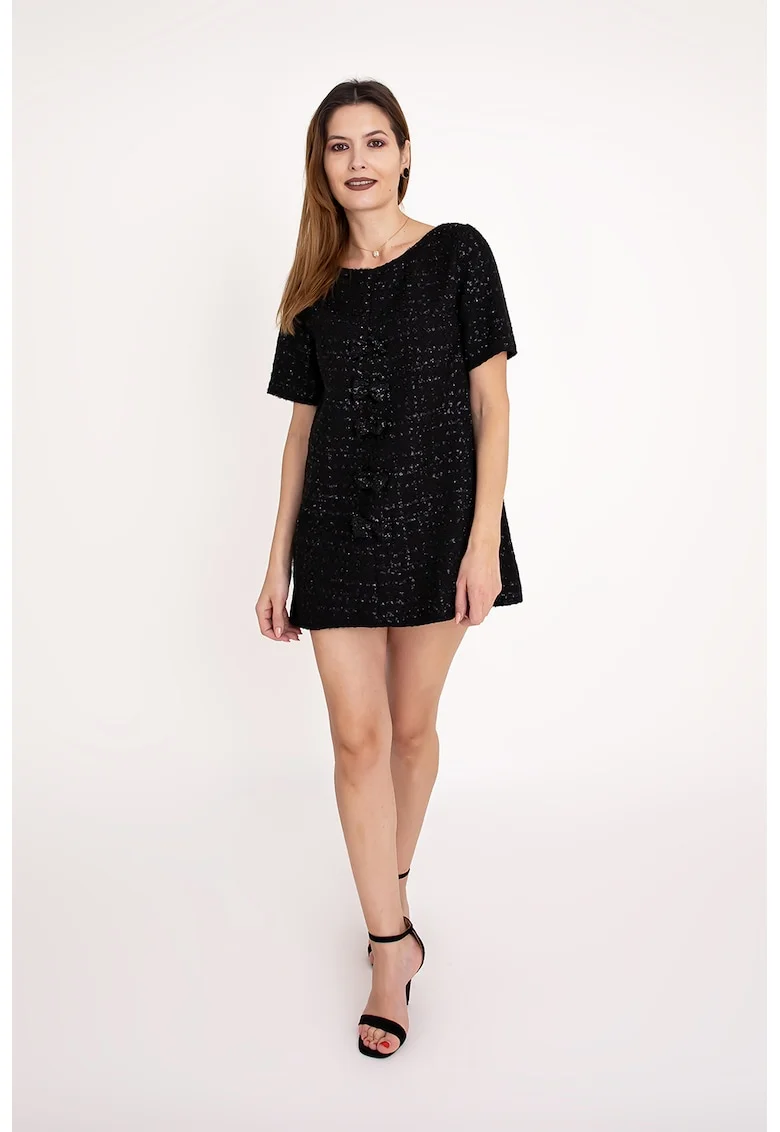 Rochie scurta cu croiala evazata Amara, Negru