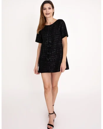 Rochie scurta cu croiala evazata Amara, Negru