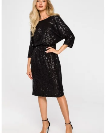 Rochie din paiete cu decolteu la spate,, Negru