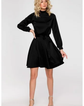 Rochie evazata cu maneci bufante,, Negru
