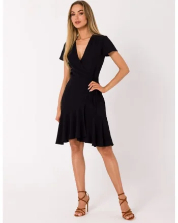 Rochie suprapusa cu volan la partea de jos,, Negru