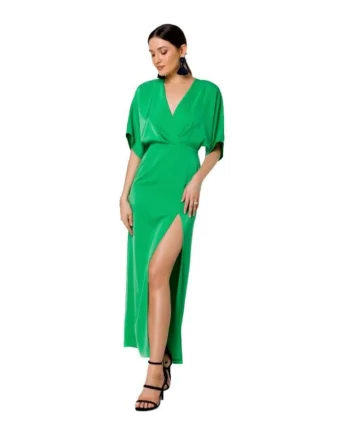 Rochie maxi cu taietura frontala,, Verde