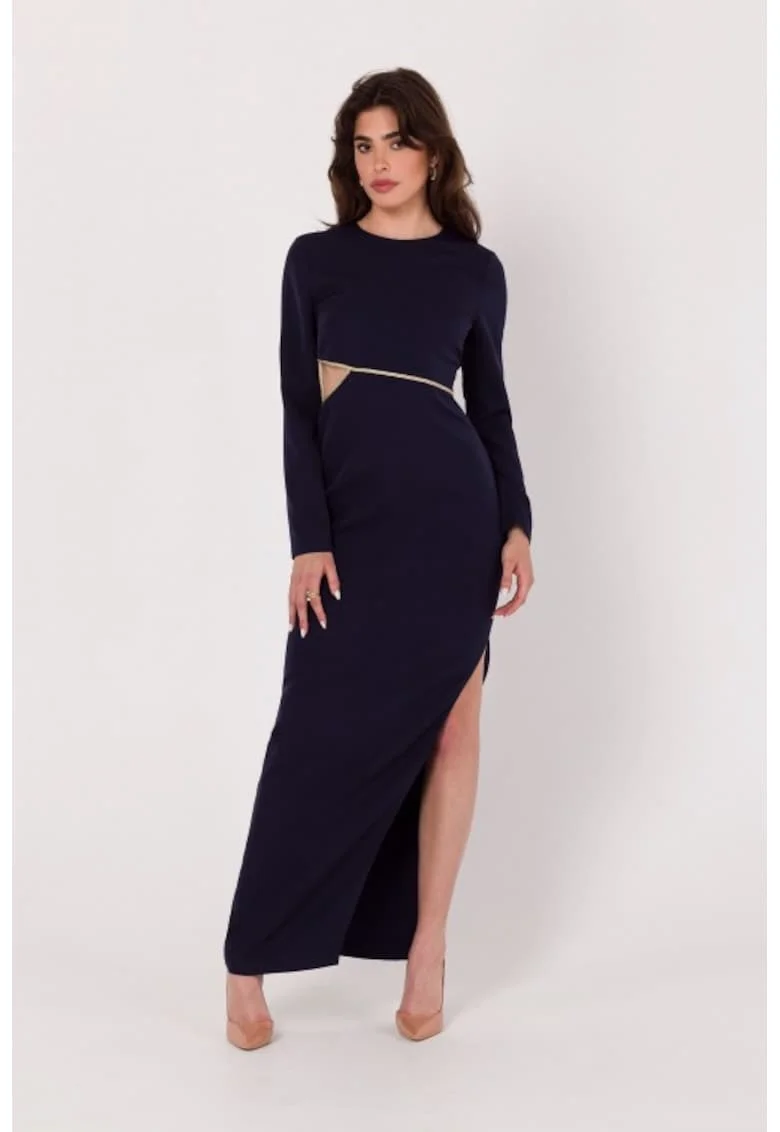 Rochie maxi cu decupaj in talie,, Albastru