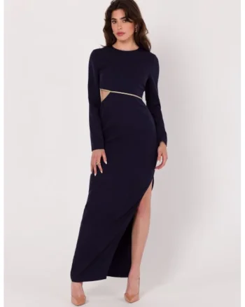 Rochie maxi cu decupaj in talie,, Albastru