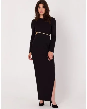Rochie maxi cu decupaj in talie,, Negru
