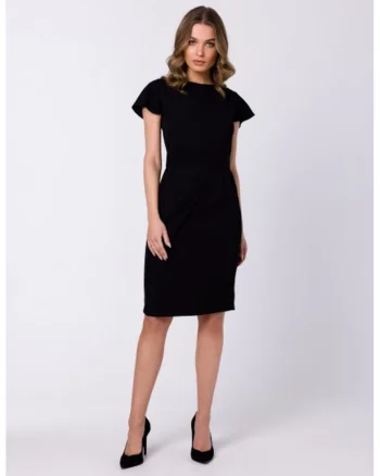 Rochie creion cu maneci scurte,, Negru