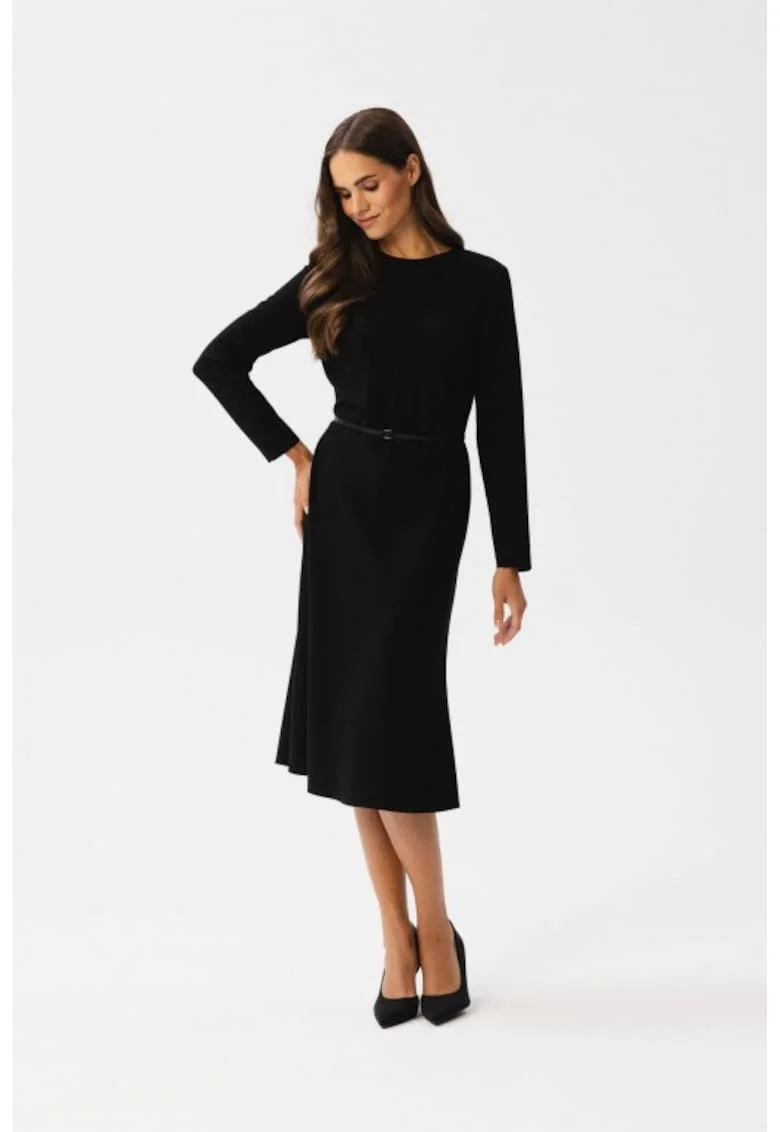Rochie cu cusaturi decorative,, Negru