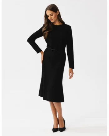 Rochie cu cusaturi decorative,, Negru