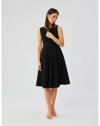 Rochie evazata fara maneci,, Negru