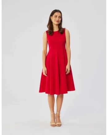 Rochie evazata fara maneci,, Rosu