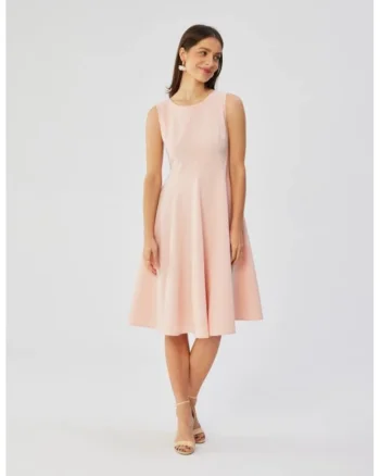 Rochie evazata fara maneci,, Roz