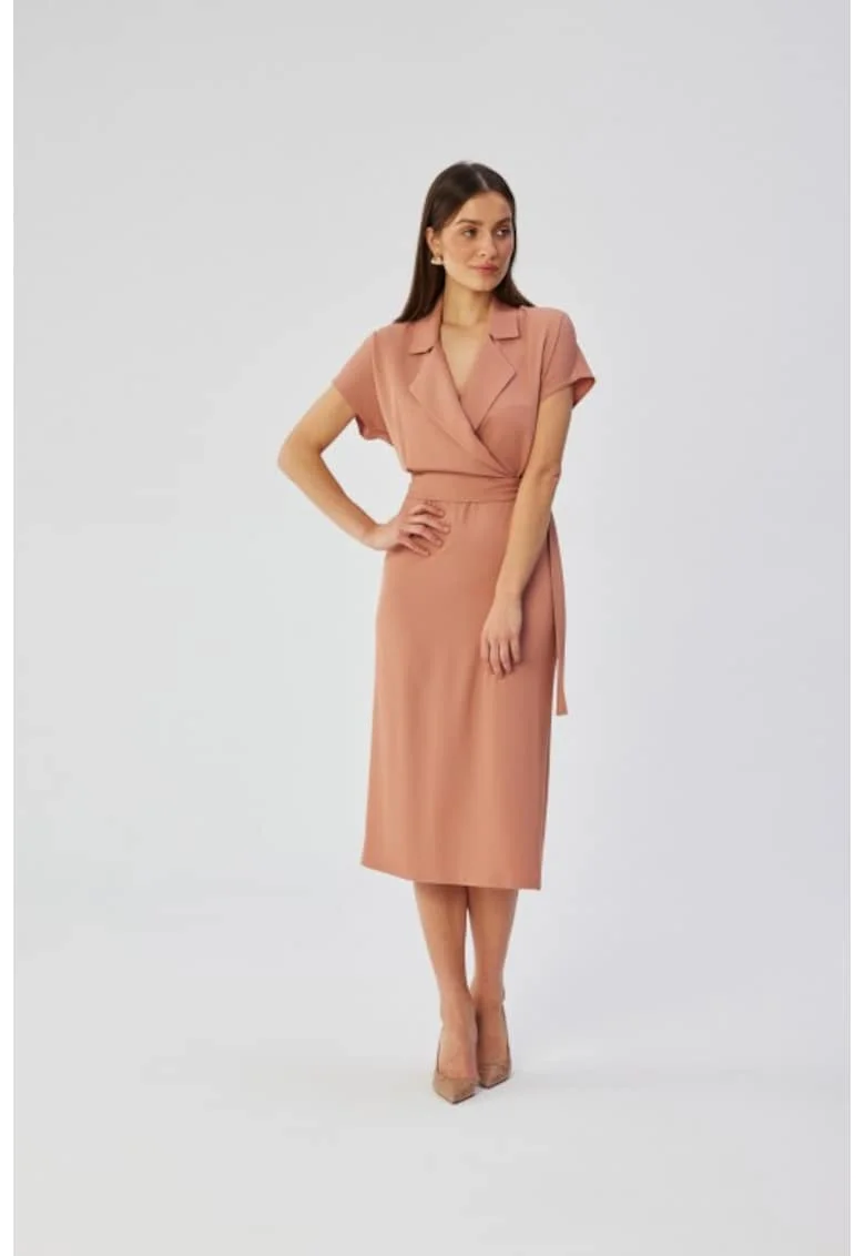 Rochie midi cu guler,, Rosu